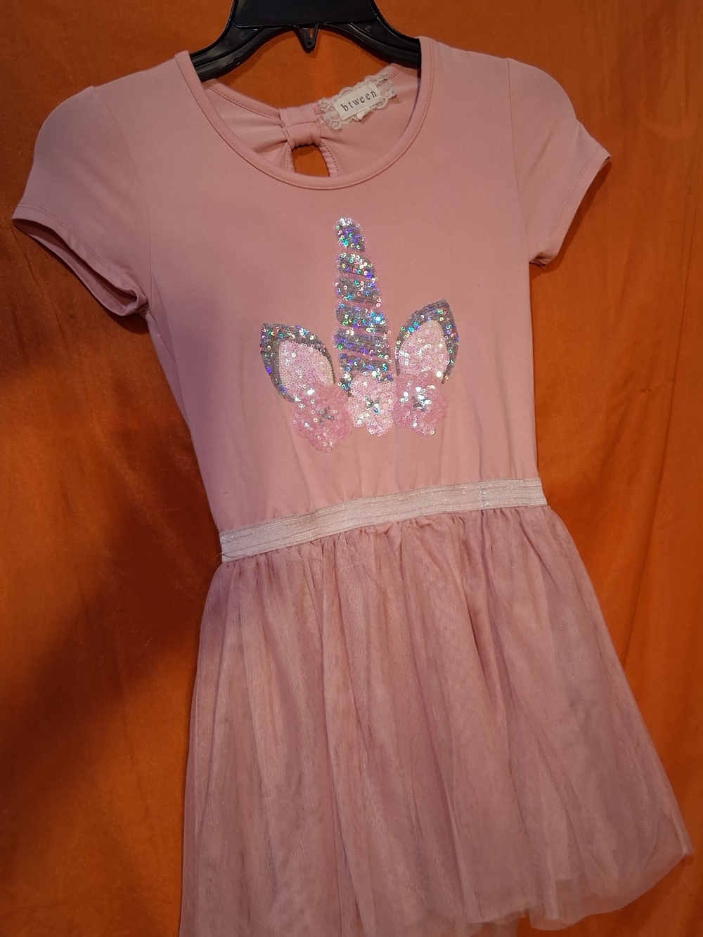 btween Pink Sequin Unicorn Tulle Dress